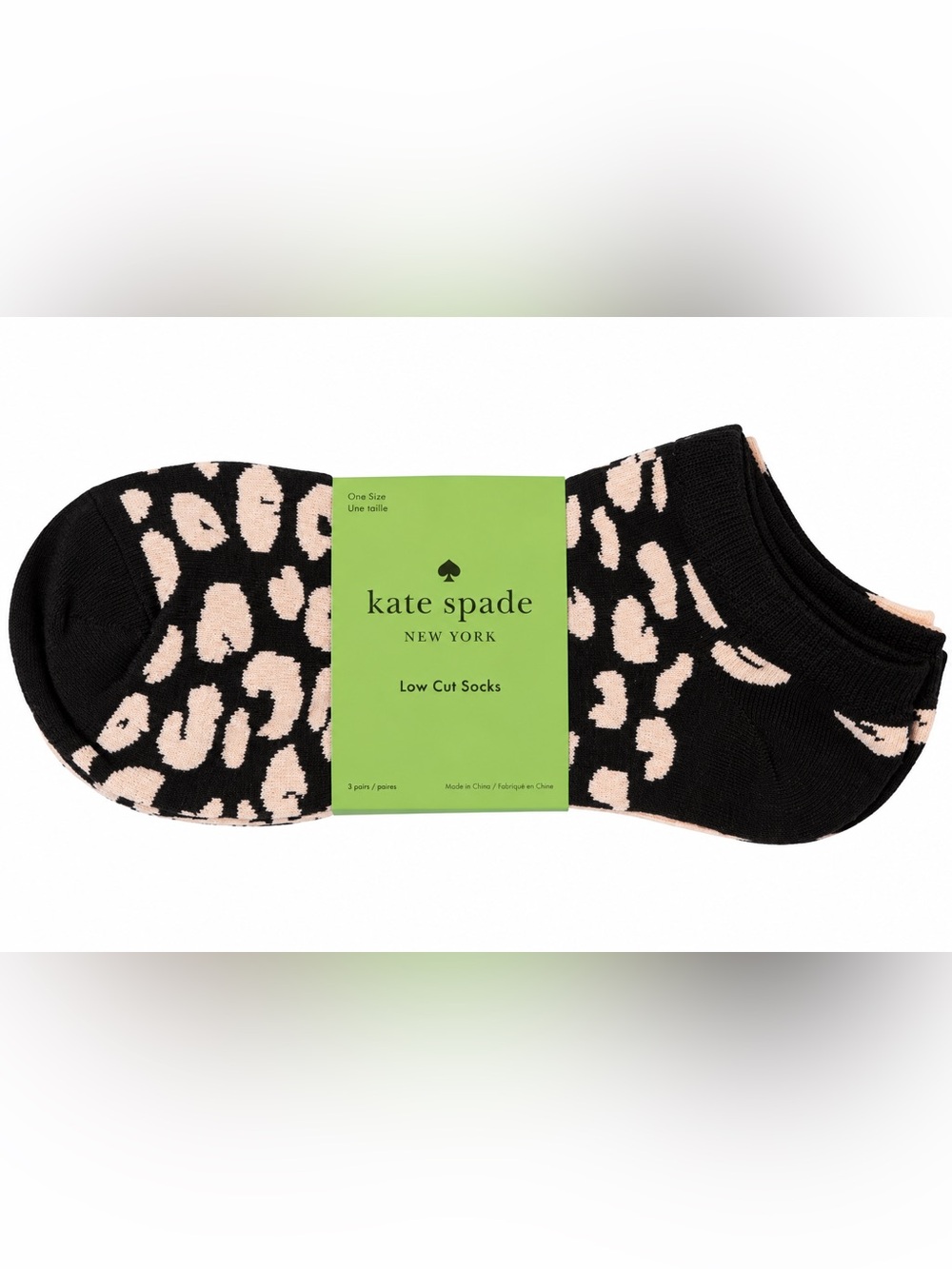 kate spade new york Womens Low Cut Ankle Socks 3-Pack Leopard Print OS - Picture 1 of 4